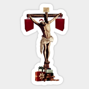 Glitch Art Christmas Jesus Commerce and slaughter Sticker